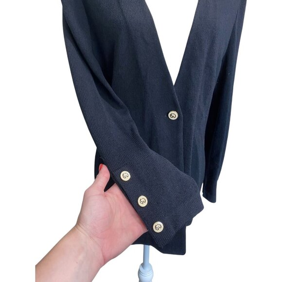 St. John Santana Knit Evening Blazer Cardigan - Removable Collar - Black Size 10 - Picture 8 of 9